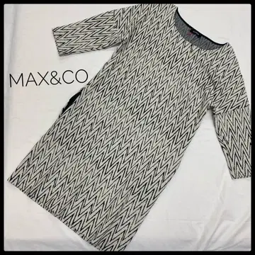MAX&Co. 지그재그 패턴 7부 소매 원피스 흑백 화이트 블랙
