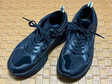 브랜드 블랙 빅 레더 스니커즈 / 27cm 블랙 천연 가죽 비브람