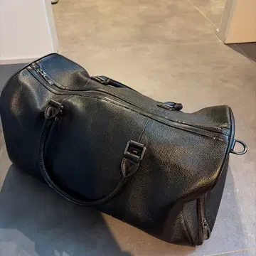 천연 가죽 보스턴 백 블랙