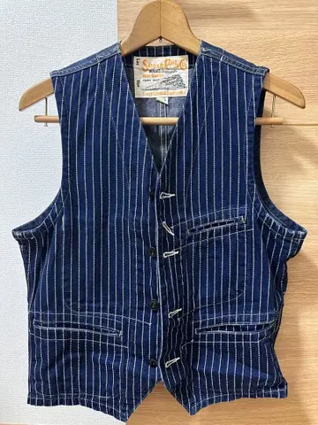 SUGAR CANE 스트라이프 데님 베스트 36