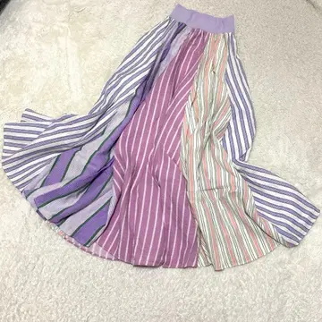 앙데팡당 스트라이프 플레어 롱 스커트 38