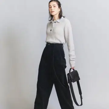 BEAUTY&YOUTH 모헤어 혼방 폴로 니트 긴팔 숏 기장 카라 부착