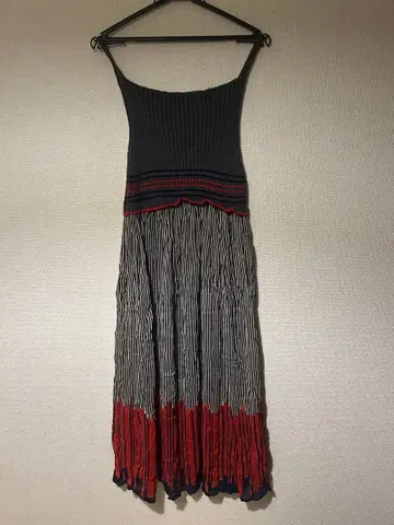 리브 맥시 원피스 그레이/빨간색 크리스마스