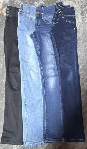 하이웨스트 스키니 데님 4색 세트