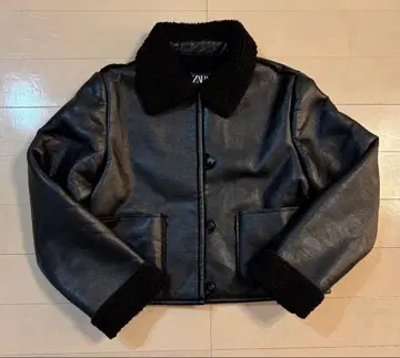 ZARA 여성용 블랙 가죽 보아 자켓