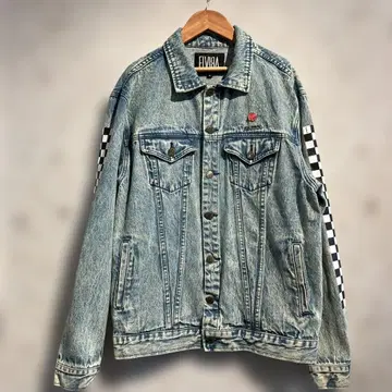 ELVIRA 데님 자켓 엘르 체크 무늬 깃발