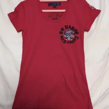 미사용 Ed Hardy 반팔 T셔츠 XS 레드 에드 하디