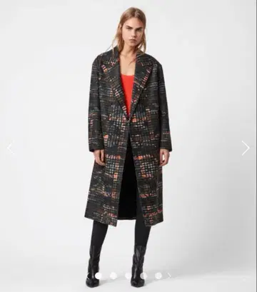 ALLSAINTS 체크 무늬 롱 코트 UK4