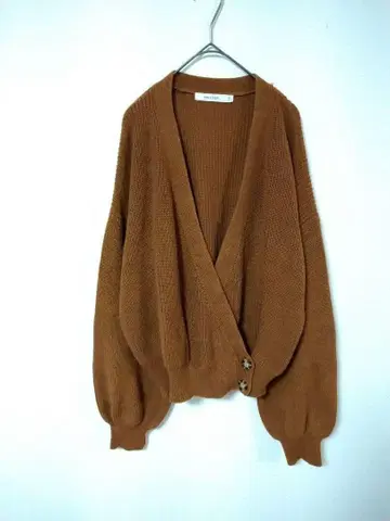 마우지 니트 가디건 여성용 M~L 프리 사이즈 면 레이온 브라운