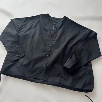 니콜슨&니콜 코튼 드로우 스트링 개더 블라우스 블랙