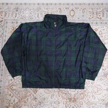 JERZEES 나일론 자켓 그린 네이비 체크 무늬
