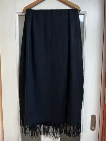 미사용 FURLA 훌라 블랙 프린지 캐시미어 스톨 블랙
