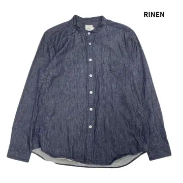 TRIP RINEN 린넨 노트 인디고 데님 스탠드 카라 셔츠 1