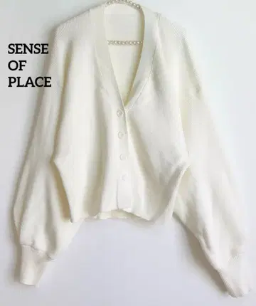 SENSE OF PLACE 리브 니트 아이보리 가디건 긴팔