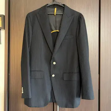 네이비 스트라이프 테일러드 자켓