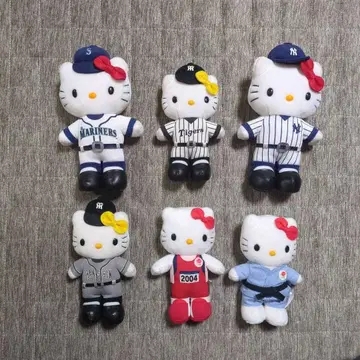 헬로키티 야구 스포츠 봉제 인형 6개 세트 레트로