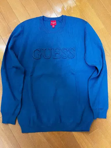 GUESS 파랑 XL 로고 자수 스웨터