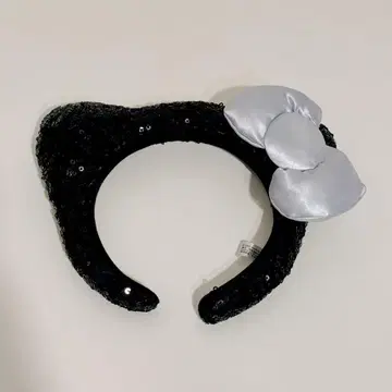 헬로키티 스팽글 머리띠 고양이 귀 머리띠 실버 리본 USB
