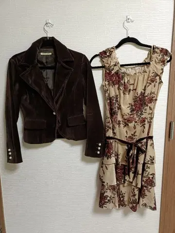 자켓 펄 원피스 레트로 세트