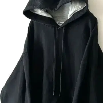 챔피온 로고 자수 플레인 후드티 XL 블랙 블랙 구제 의류 두꺼운 원단