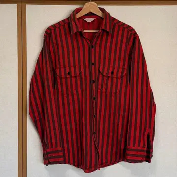 80년대 미국제 FROSTPROOF 빨검 스트라이프 플란넬 셔츠