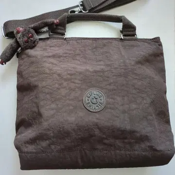 키플링 브라운 나일론 숄더백 봉제 인형 포함