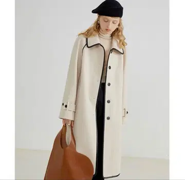 Fano Studios 가죽 파이핑 롱 코트