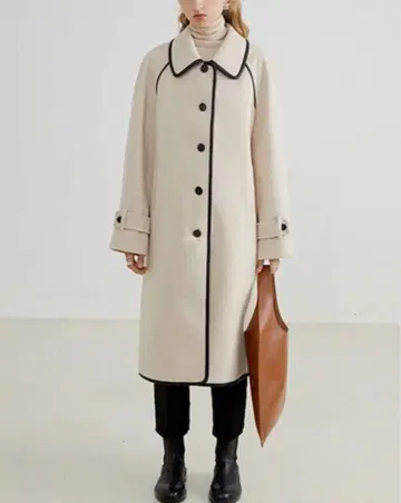 Fano Studios 가죽 파이핑 롱 코트