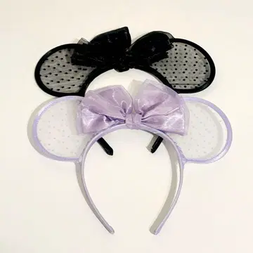 미키 귀 머리띠 2개 세트 (블랙, 보라색)