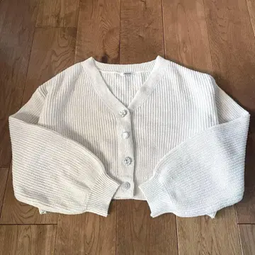 INGNI 아이보리 리브 편직 가디건