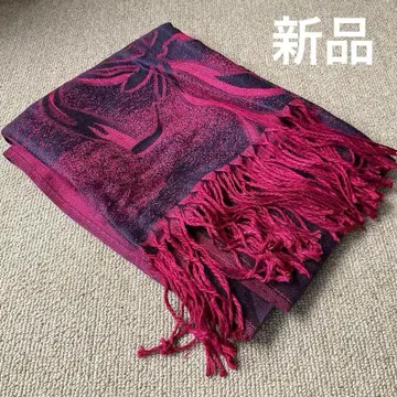 [ 미사용 새상품 ] 대형 스톨/숄 머플러 프린지 부착 핑크