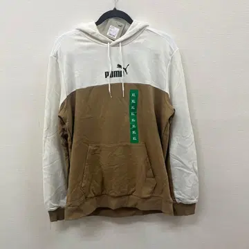 택 포함 PUMA 남성용 후드티 XL 바이컬러 브라운/화이트