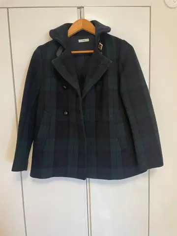 [ IENA ] 다크 그린 체크 코트