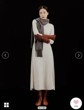 Mills Owen 뒷 리본 플레어 롱 리브 니트 원피스