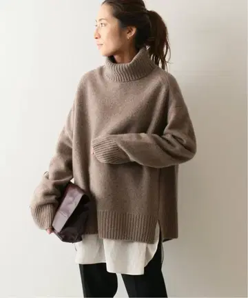 새상품 프레임워크 울 캐시미어 터틀 롱 풀오버