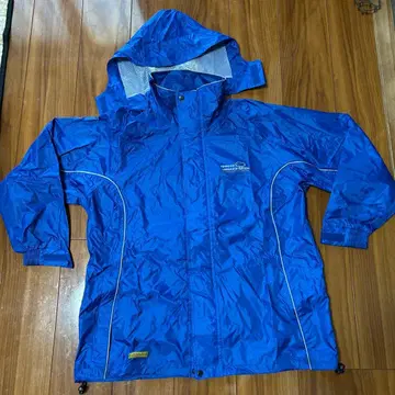 파란색 나일론 자켓 후드 부착 바지