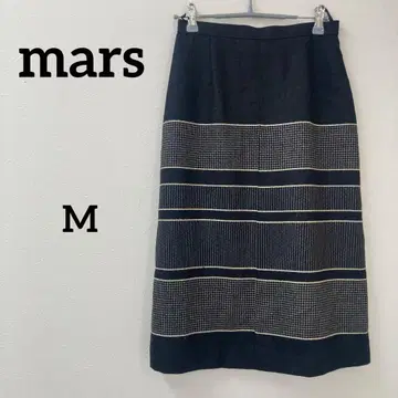 mars 울 혼방 스트라이프 절개 스커트 블랙 63-90 고급 디자인