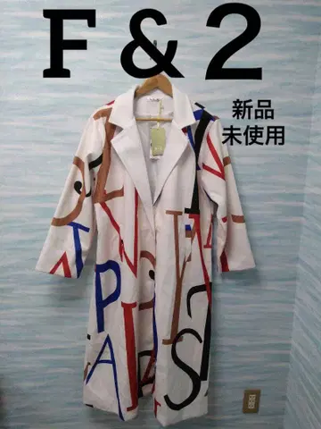 [ F&2 ] 롱 코트 화이트 아트 프린트 F 프리 사이즈