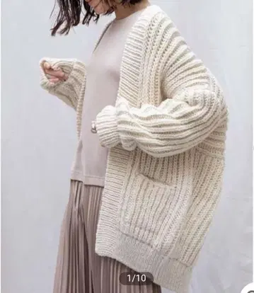 컨디션 최상 오드리앤존와드 손뜨개질 페루 니트 가디건 화이트