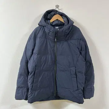유니클로 남성용 다운 자켓 심리스 다운 후드티 네이비