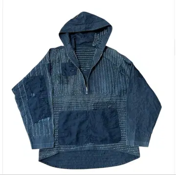 [fennica] 레어 누더기 자수 풀오버 네이비 나염 패치워크 자수