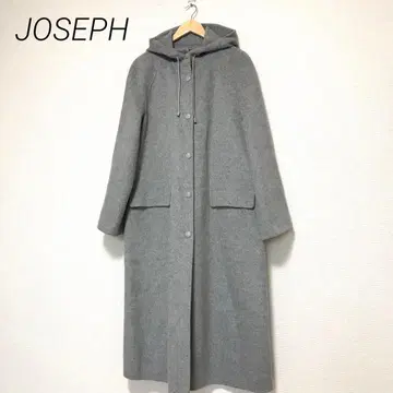 JOSEPH 조셉 후드 부착 울 캐시미어 롱 코트 리버 코트