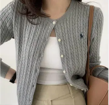 세일 Polo 폴로 랄프로렌 케이블 가디건 니트 스웨터 그레이