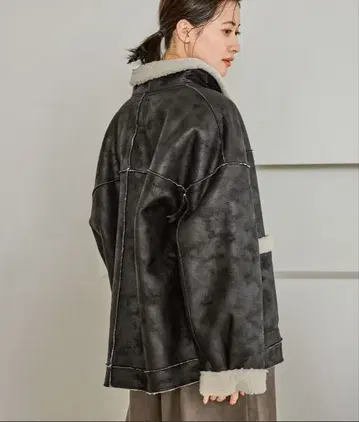 LAKORE 페이크 무스탕 블루종 프리 사이즈