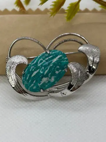 청록색 오벌 브로치