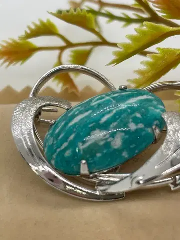 청록색 오벌 브로치 (1078)