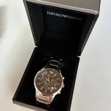 EMPORIO ARMANI 크로노그래프 손목시계 실버/블랙