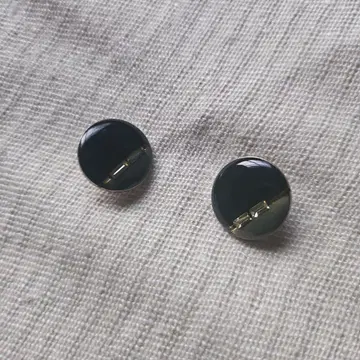 vintage 블랙 원형 클립식 귀찌