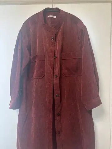 SNIDEL 버건디 코듀로이 롱 셔츠