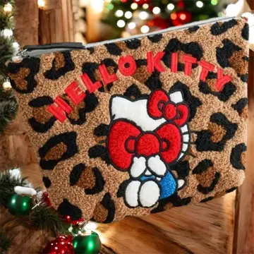 키티 레오파드 무늬 리본 파우치 새상품